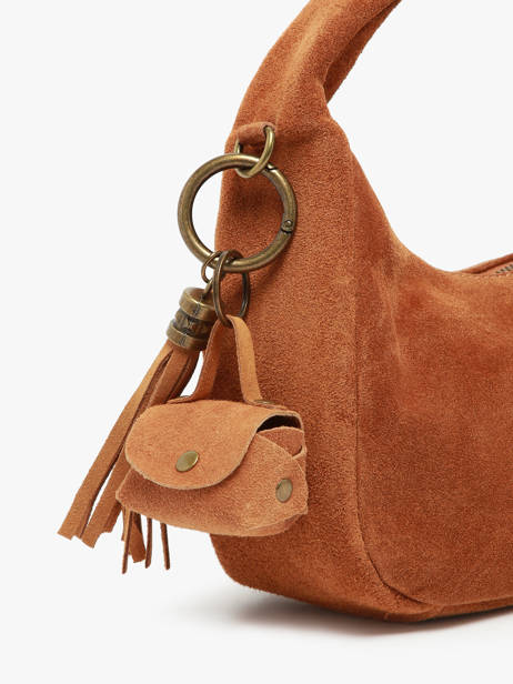 Sleutelhanger Leder Milano Bruin velvet VE24112 ander zicht 1